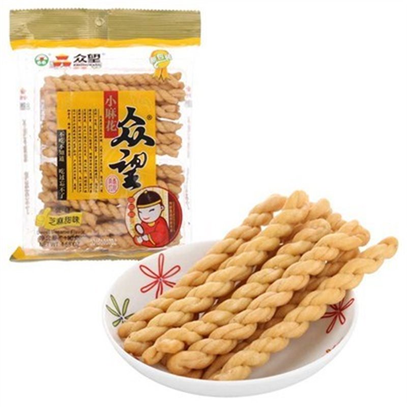 众望小麻花 芝麻味130g袋 零食糕点芝麻香脆点心